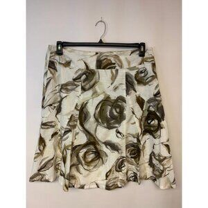 Coldwater Creek Skirt Womens Size L Linen Blend Floral Cottagecore Bloomcore